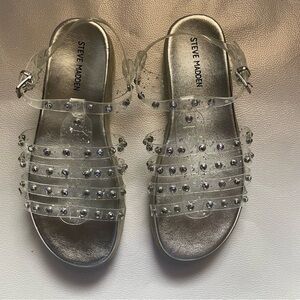 Steven Maden Metallic Silver Studded Sandals